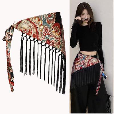 Ceinture large style bohème ethnique pour femme, Corset et Jupe de couverture en forme de triangle en soie