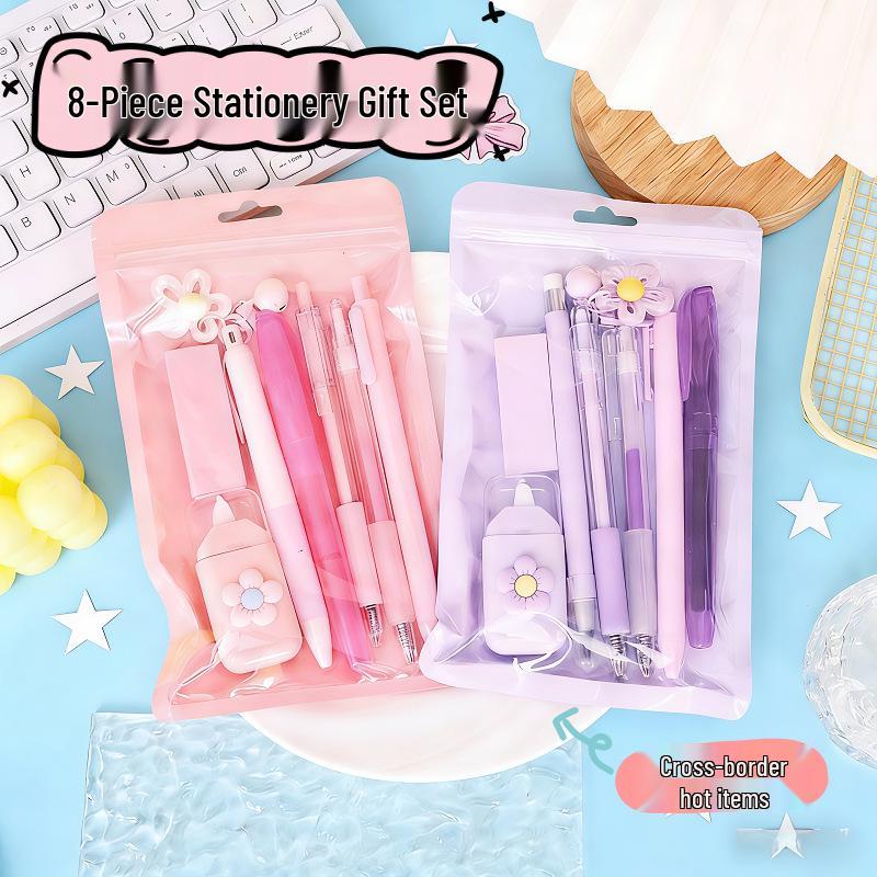 8-Piece Stationery Set for Students: Essential School Supplies & Writing Kit