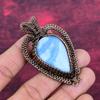 Owyhee Blue Opal Pendant Handmade Pendant Gemstone Copper Wire Wrapped Jewelry