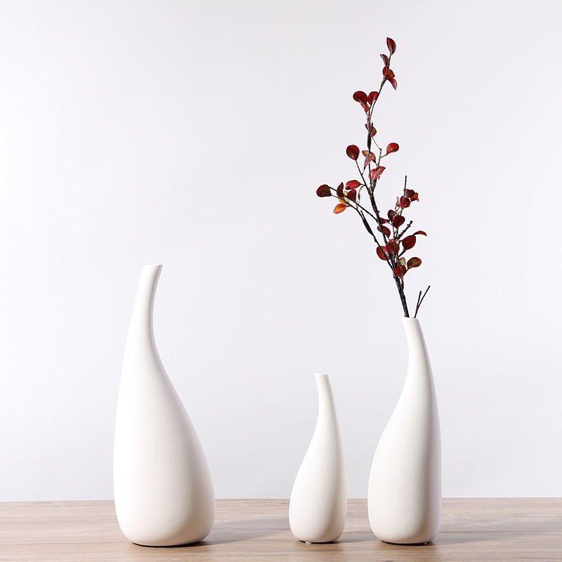 Modern Minimalist White Ceramic Vase - Decorative for Dried Flowers & Table Decor