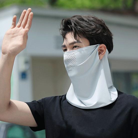 Sun Protection Guard Quick-Dry Fabric Ice Silk Face Guard with Breathable Mesh Cooling Fabric Extended Neck Gaiter Anti-UV Face Guard