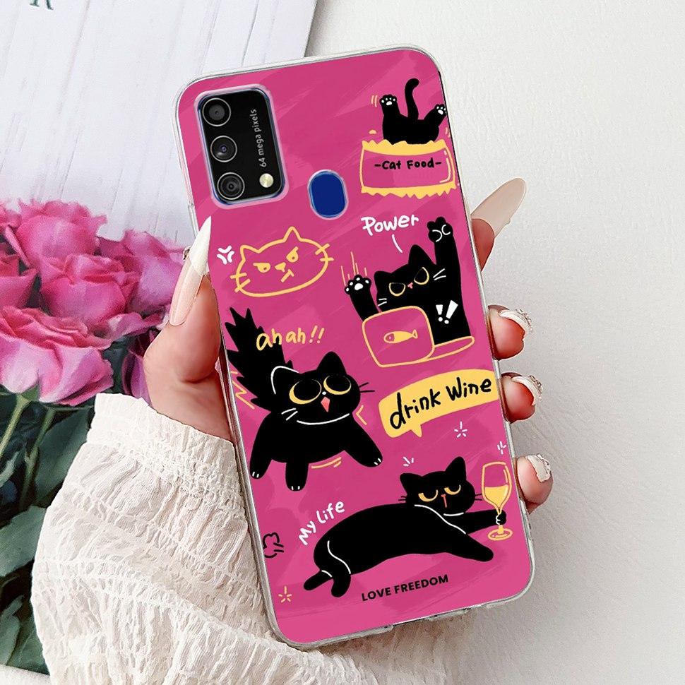 Cute Cat Caroon Cover For Samsung Galaxy A21s Case Soft Silicone Fundas Phone Cases For Samsung A 21s  A21s SM-A217F Full Bumper