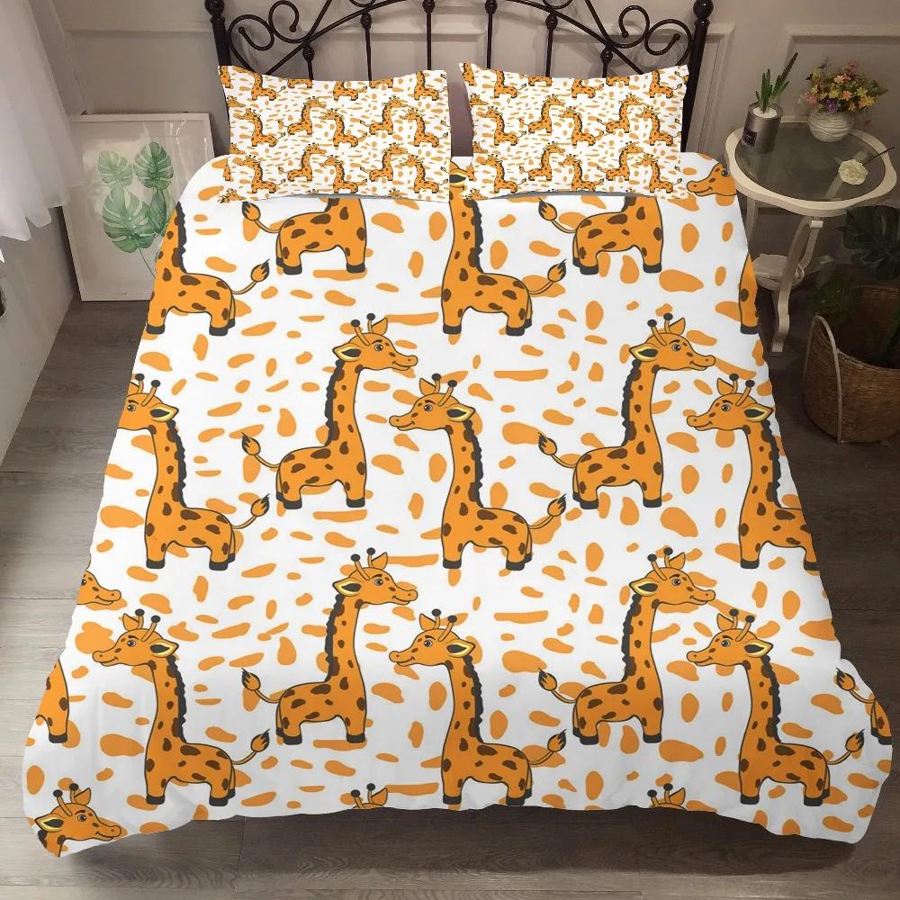 Comforter Cartoon Giraffe And Owl Tropical Animals Theme For Kids Boys Girls Lovely Wildlife Bedroom Decorations