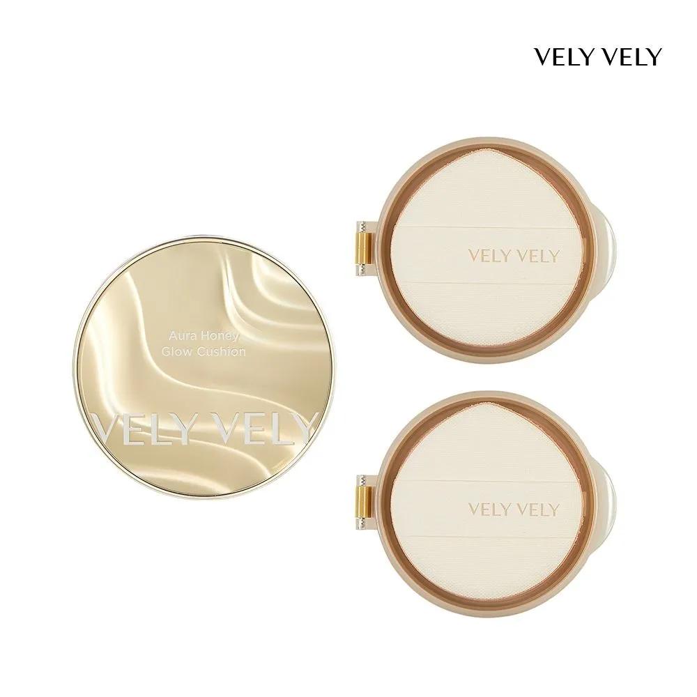 

[Renewal] VELY VELY Aura Honey Glow Cushion 1 Pack + 2 Refills Set (No. 23 Natural) 1 Cushion Main Product + 2 Refills