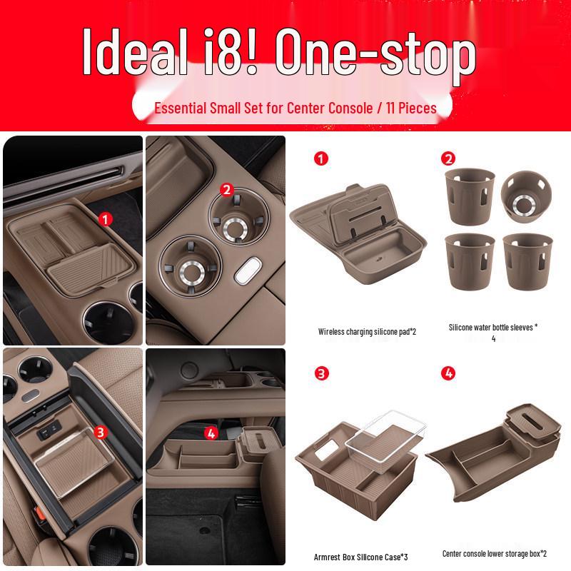 Ideal i6i8 Armrest Console Storage Box - Car Interior Silicone Organizer