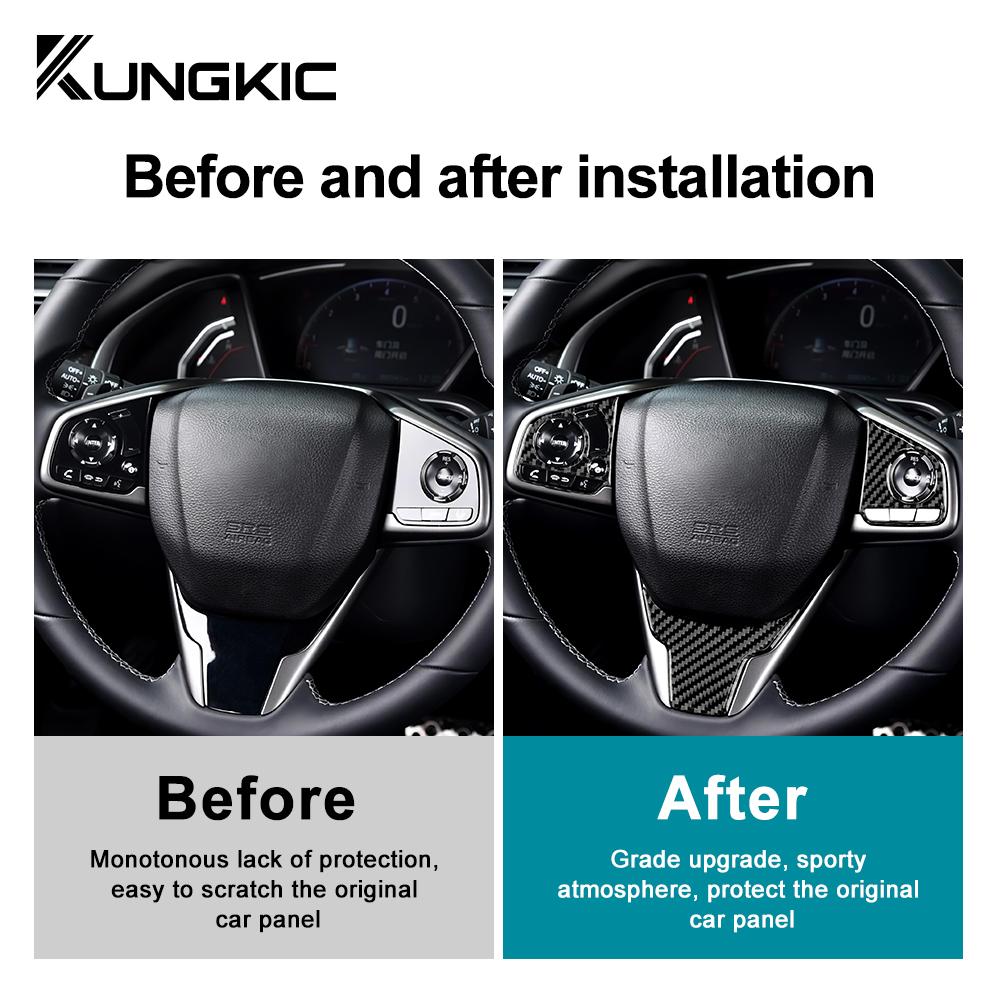 Echter Weicher Kohlefaseraufkleber Für Honda Civic 10. 2016 2017 2018 2019 2020 2025 Lenkradblende Innenausstattung Zubehör