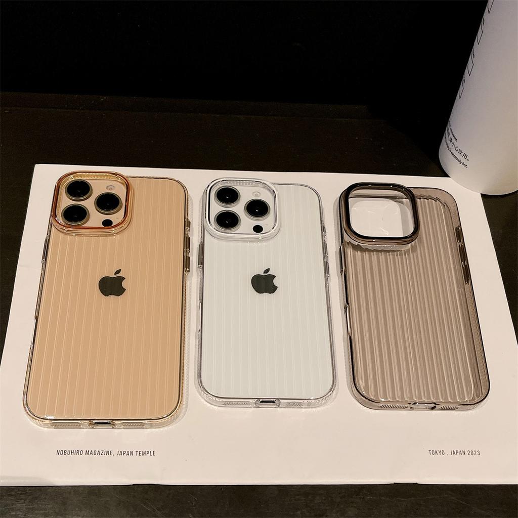 Corrugated High-transparency Non-yellowing Phone Case Suitable for IPhone16 Simple Protective Case 15promax Transparent Case