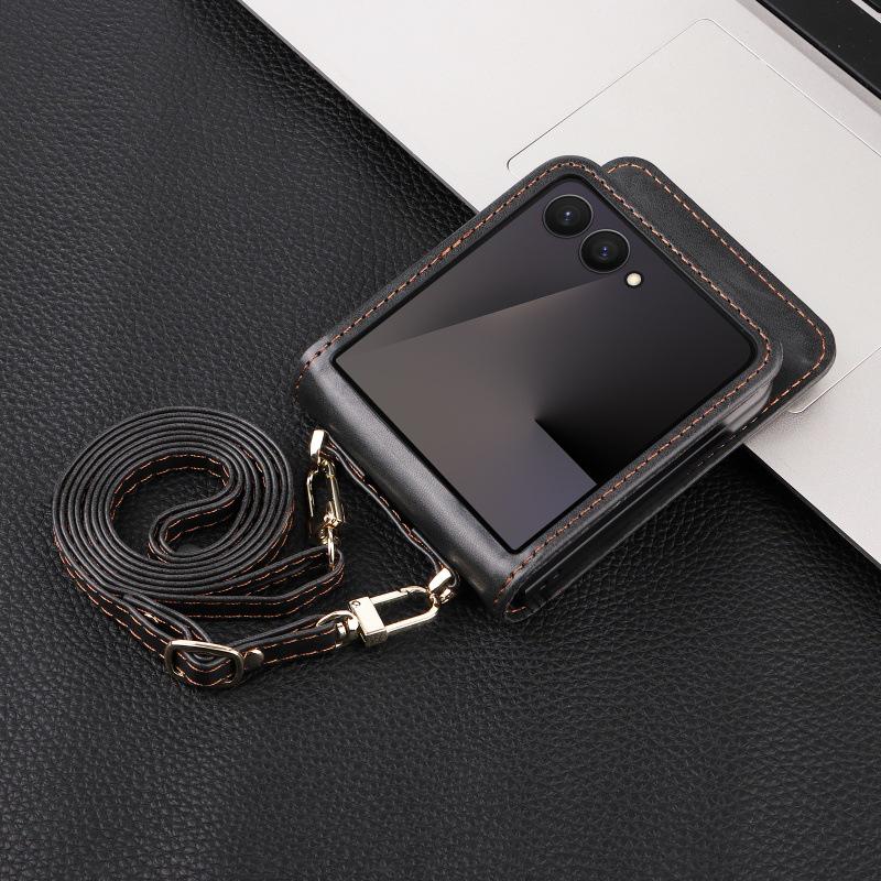 Leder Crossbody Tasche für Samsung Galaxy Z Flip 7/6/5/4 5G - Flip Phone Hülle für Damen