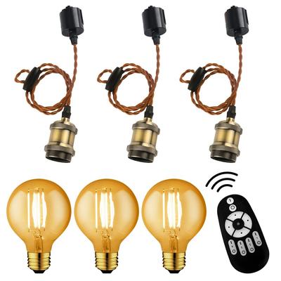 LVWIT Pendant Light, E26 Base, with LED Bulb, Dimmable, Color Adjustable, 60W Equivalent (6W Power Consumption), 90% Energy Saving, Remote Control,