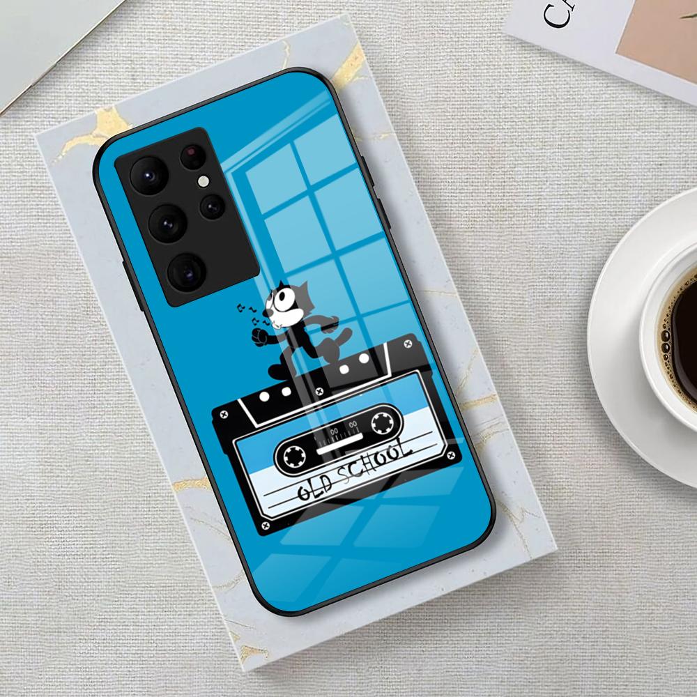 Felix The Cat Handyhülle für Samsung S26 S25 Edge Ultra 23 22 21 20 Ultra Plus S24 Fe Glasabdeckung