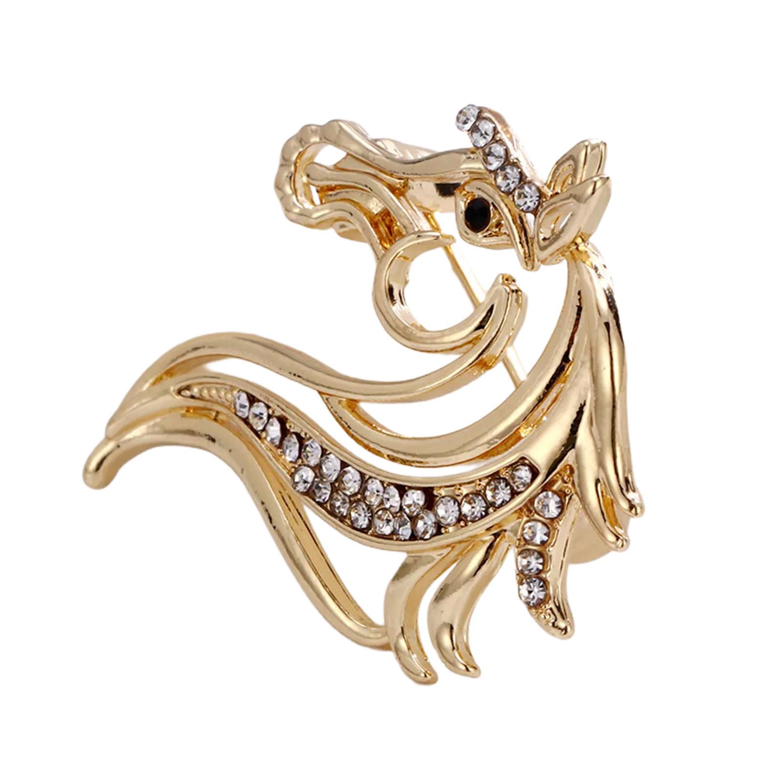 

Crystal Adorned Horse Head Brooch Pin For Clothing Bags Hats Elegant Zinc Alloy Craftsmanship Versatile Fashion Accessory 1