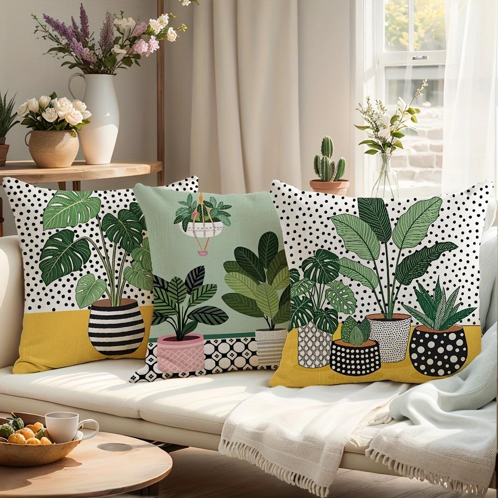 Charming Indoor Plant Pillow CoversLiving Room Sofa Cushion Cover, Soft and Comfortable, Bedroom Room Decoration