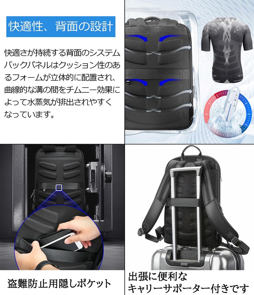 Achiyu Genuine Leather Business Backpack, 17" Laptop Ready / Slim-to-Expand / USB Port (Backpack)