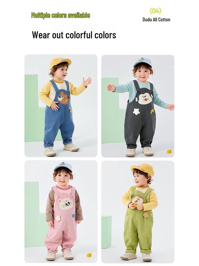 Dudu Family 100% Cotton Kids Spring Overalls: New Baby Jumpsuit for Boys