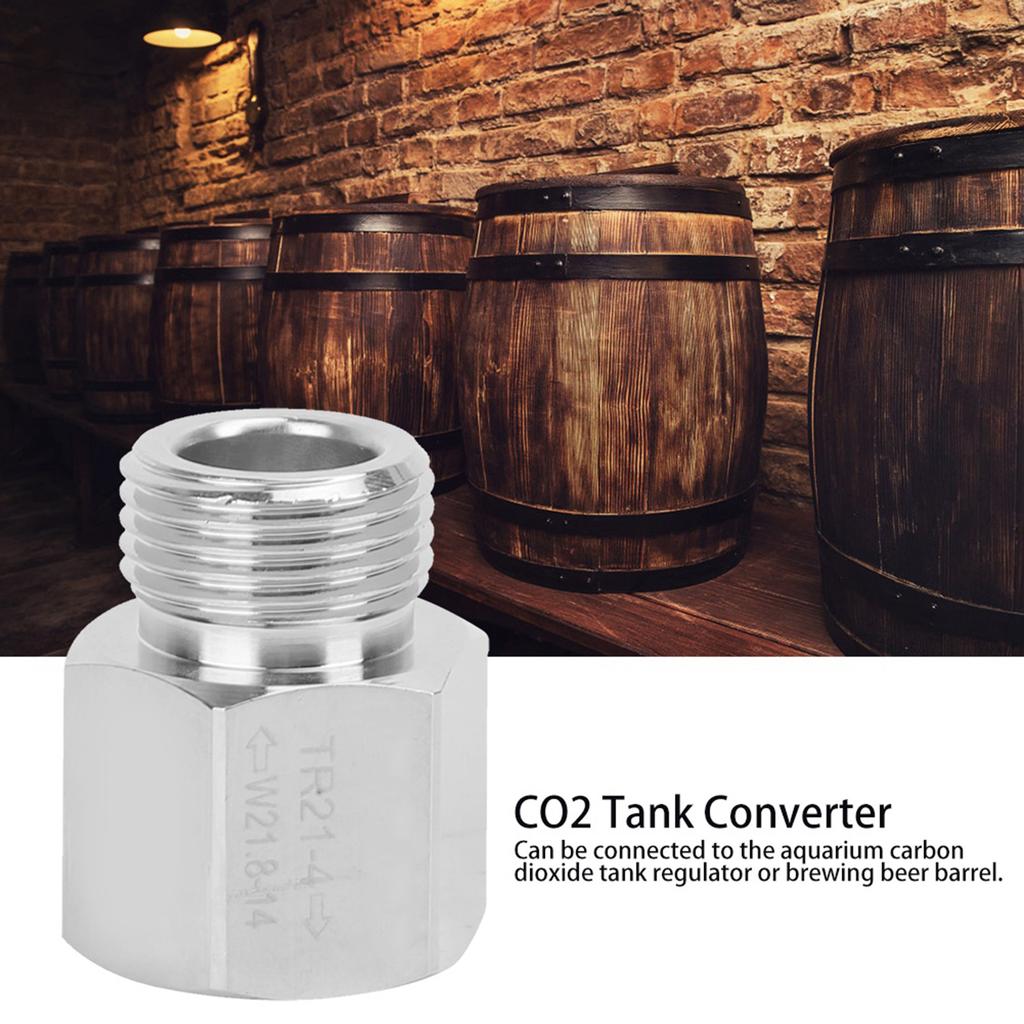 Adaptér/konvertor pre CO2 nádrž/fľašu Strieborný Vnútorný závit TR21-4 na Vonkajší závit W21.8-14