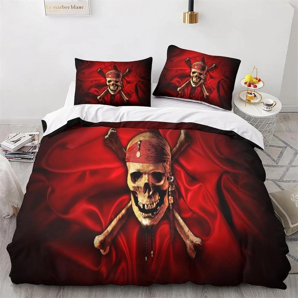 Pirates Movie Duvet Cover Set, Comforter Set Bedding Set With Zipper Ties And Pillowcases For Teens And Adults Bedroom Decor