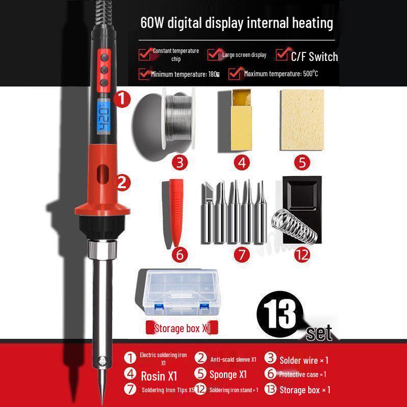 High-Power Electric Soldering Iron Set with Temperature Control, Ideal for Industrial and Home Use