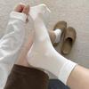 White Boneless Socks Women'S Mid-Tube Socks Ins Trendy Cotton Socks Spring And Summer Solid Color Anti-Pilling Loose Confinement Stacking Stockings