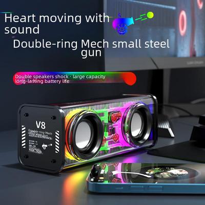 V8 Transparent Mecha Mini Bluetooth Speaker with Subwoofer