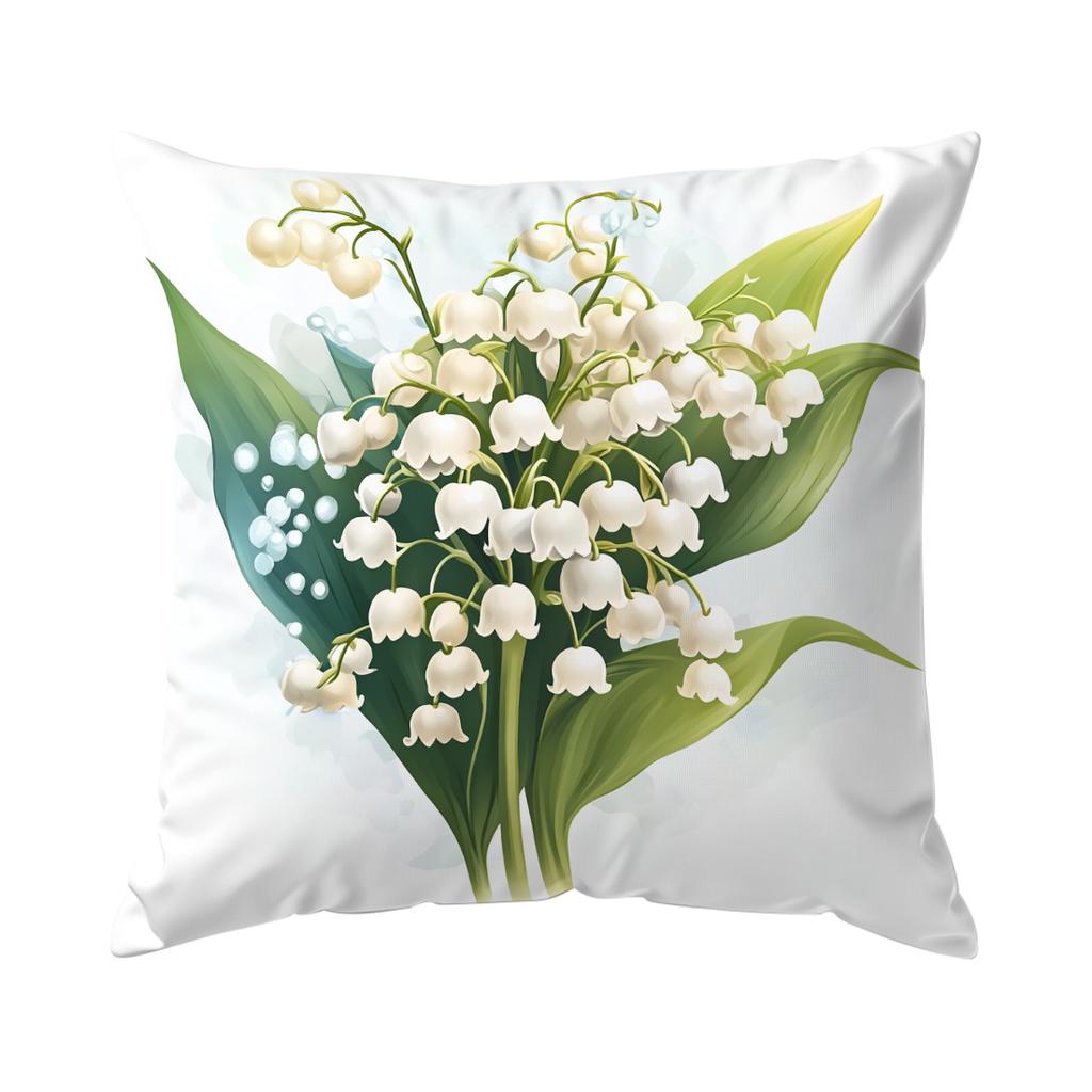 White Flower Cushion Pillowcase Printed Polyester 40/45/50Cm Throw Pillowcover Decorative Sofa Cushion Pillowslip Home Decor