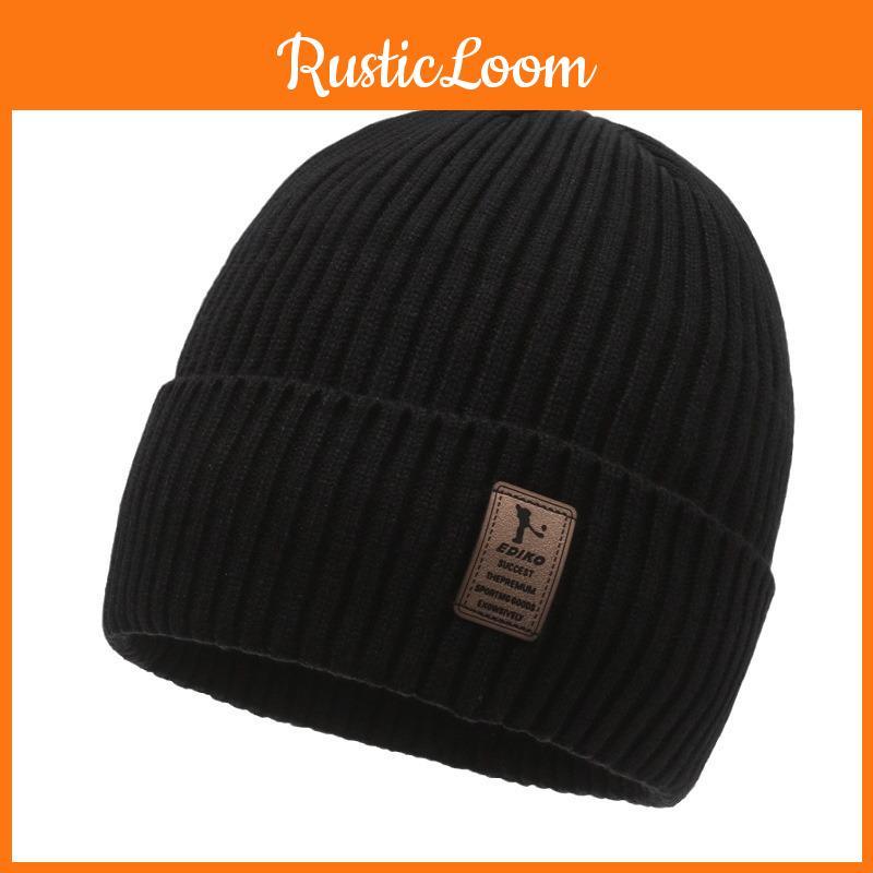 Beanie Thick Knitted Hat Winter Warmth Unisex Cap Windproof Gift Solid Color