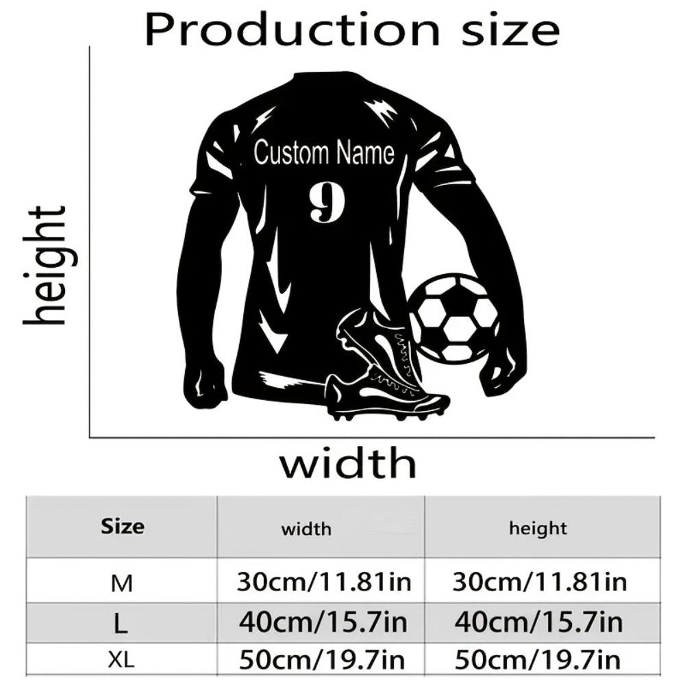 

Customizable Soccer Jersey Metal Wall Art Bohemian Style Insert Name Number Reusable Gift for Sports Fans 30cm