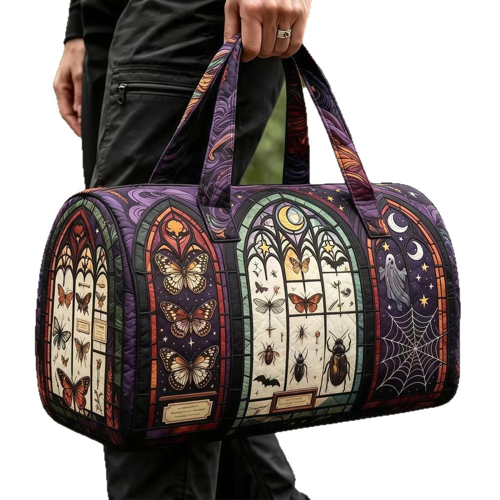 3D Gothic Buntglasdruck Halloween Sporttasche - Multifunktionale Reisetasche