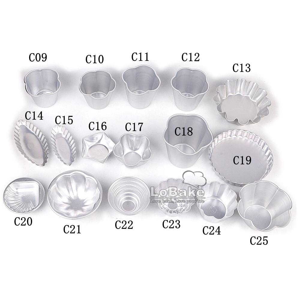 10pcs/lot Various Design Fluted Edge Wavy Flower Cup Boat Round Shape Aluminium Tart Mould Jelly Pudding Cup Cupcake Mold Baking