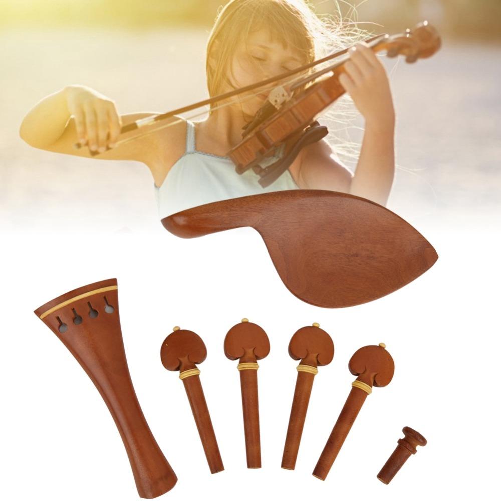 Jujube Wood Violin Tailpiece Set Wooden Color Violin Chin Rest  Violin Replacement