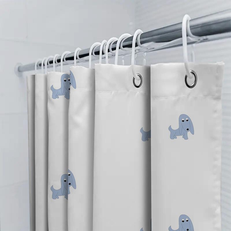 Blue Dog Print Shower Curtain Bathroom Decor Waterproof Fabric 3D Printed Bath Accessories Home Supplies White