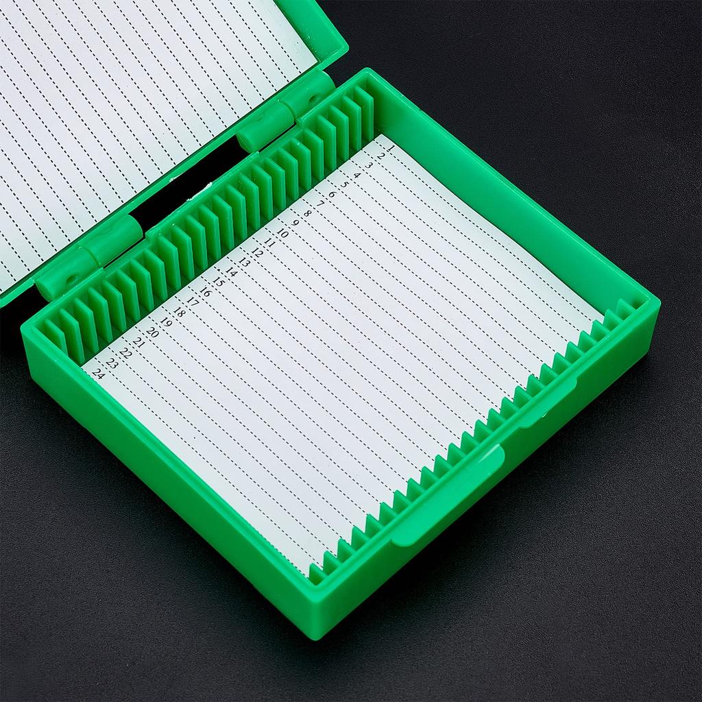 OLYCRAFT Specimen Case Microscope Slide Storage Box White Green Wooden Numbered Microscope Slide Box for Natural Science Biology Education 2-Piece