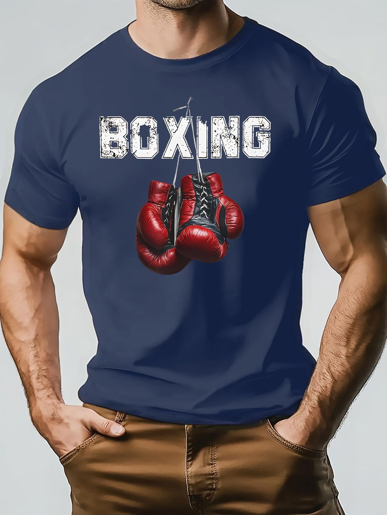 629 Cotton Blend Boxing Graphic T-shirt - Micro-Stretch Knit M