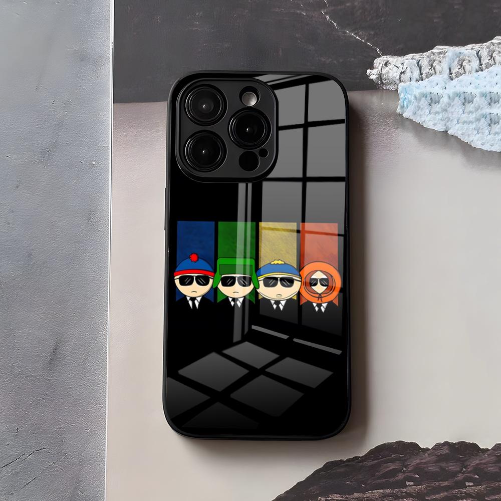 S-South Cute P-Park Phone Case For IPhone 17 Air 16 E Pro Max 15 14 13 Mini 12 Pro 11 Max Plus Black Glass Cover