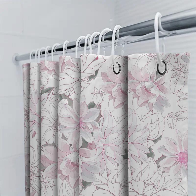 Whimsical Floral Bath Shower Curtain Pink Bloom Decor For Your Bathroom!