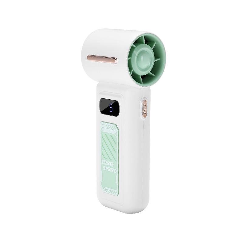 

Digital Display USB Rechargeable 5-Speed Handheld Turbo Fan 136*51.5*43MM зелений