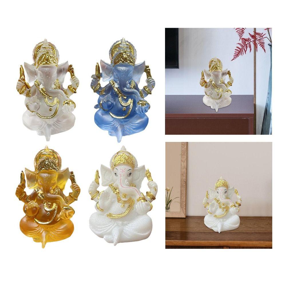 Handmade Sitting Ganesha Sculpture Resin Art Ganesha Car Ornaments  Home Decor