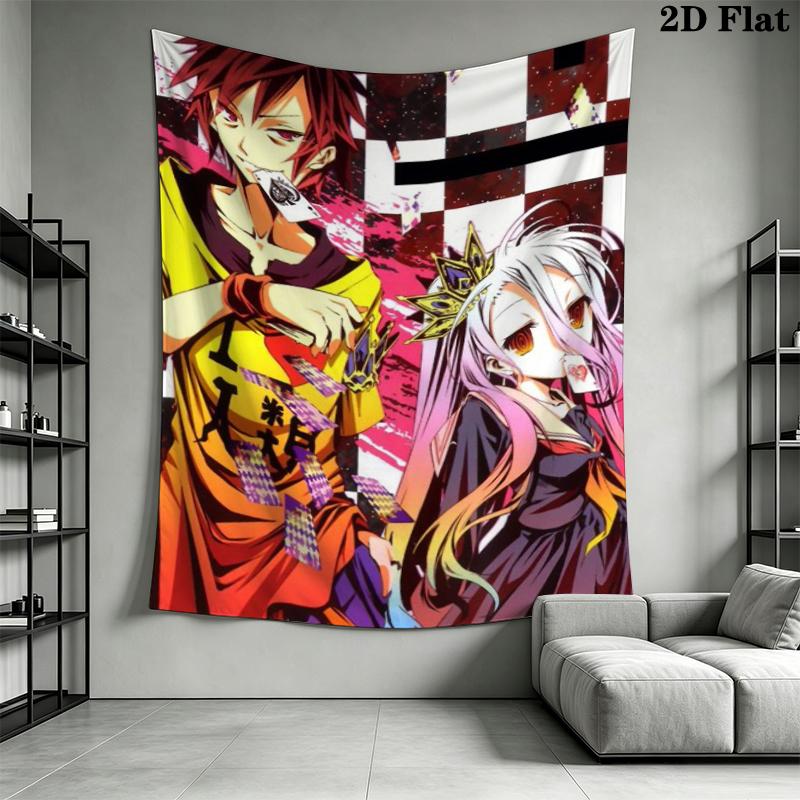 No Game No Life Wall Tapestry Aesthetic Wall Hanging Printed Fabric Blanket Decorative Tapestries for Bedroom Living Room Home Decor