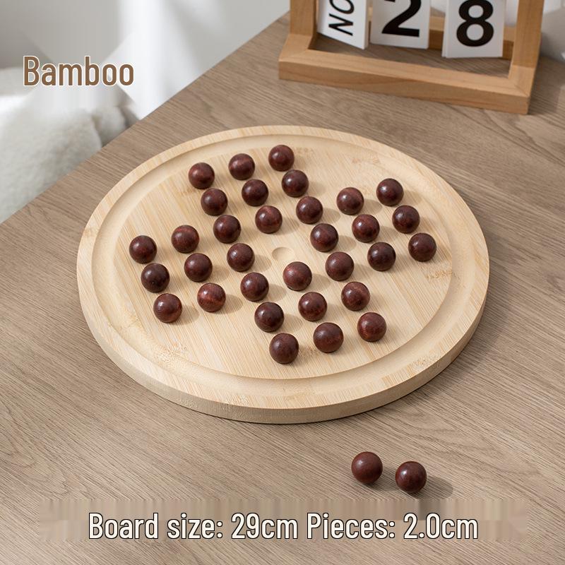 Wooden Peg Solitaire Educational Toy for Kids - Diamond Chess Game
