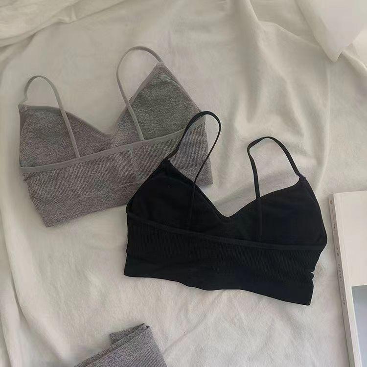 2024 Wireless Push-up Camisole Bra & Panty Set - Women's Sexy Wrap Chest Sports Underwear