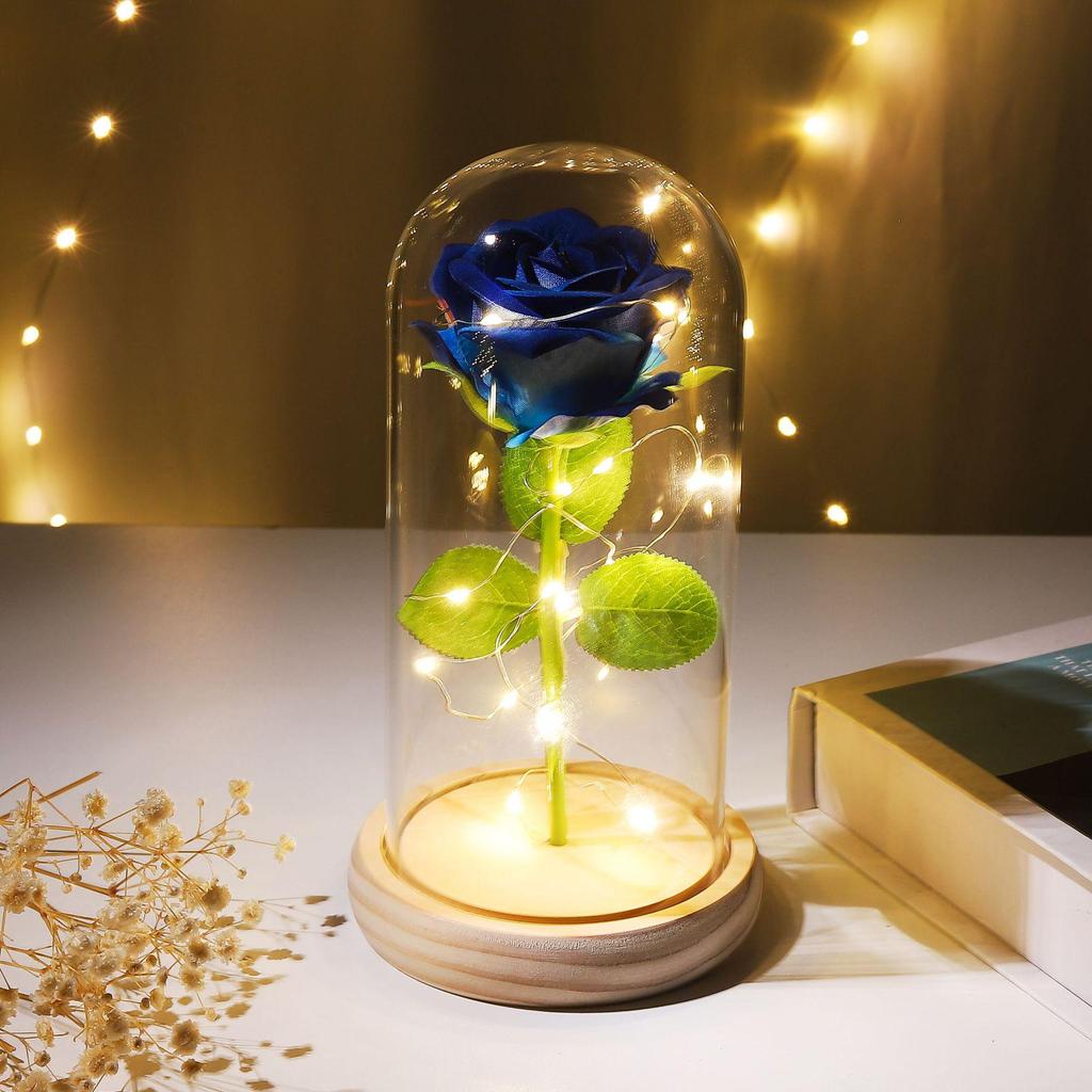 Eternal Rose Night Light: Glass Dome Gift for Christmas, Valentine's Day, or Qixi Festival