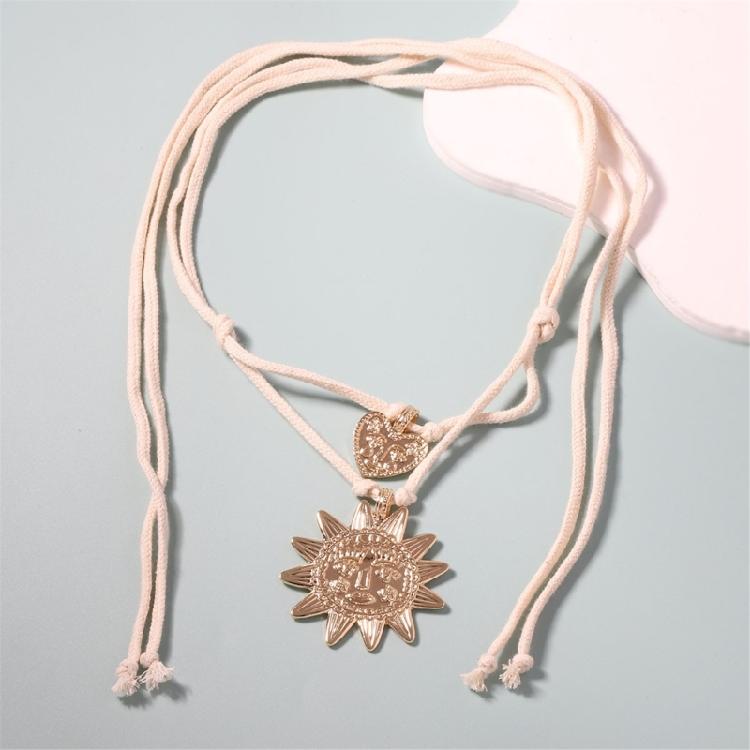Stylish Sun and Heart Long Necklace Adjustable Neckchain Fashionable Jewelry Stylish Women's Accessories for Casual Wear