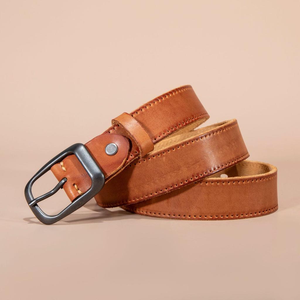 Retro Belt Men'S First Layer Leather Belt Simple Student Japanese Buckle Belt Direct Sales