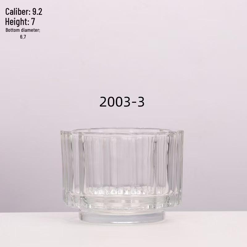 Thickened European Stripe Glass Candle Jar with Arched Bottom