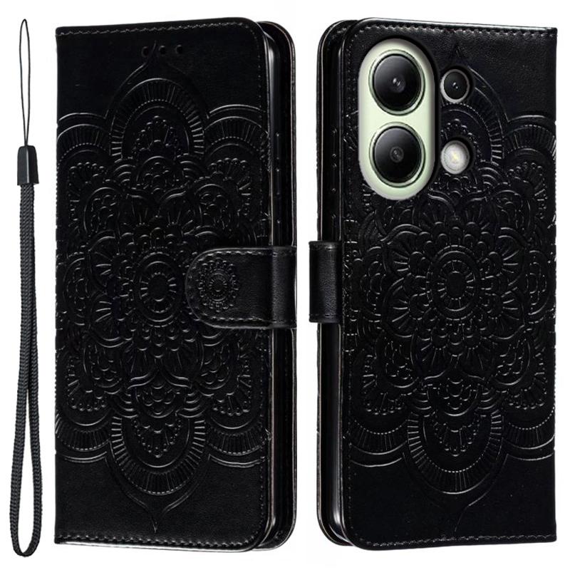 For Xiaomi Redmi Note 13 4G Case PU Leather Mandala Imprinted Design Wallet Phone Cover