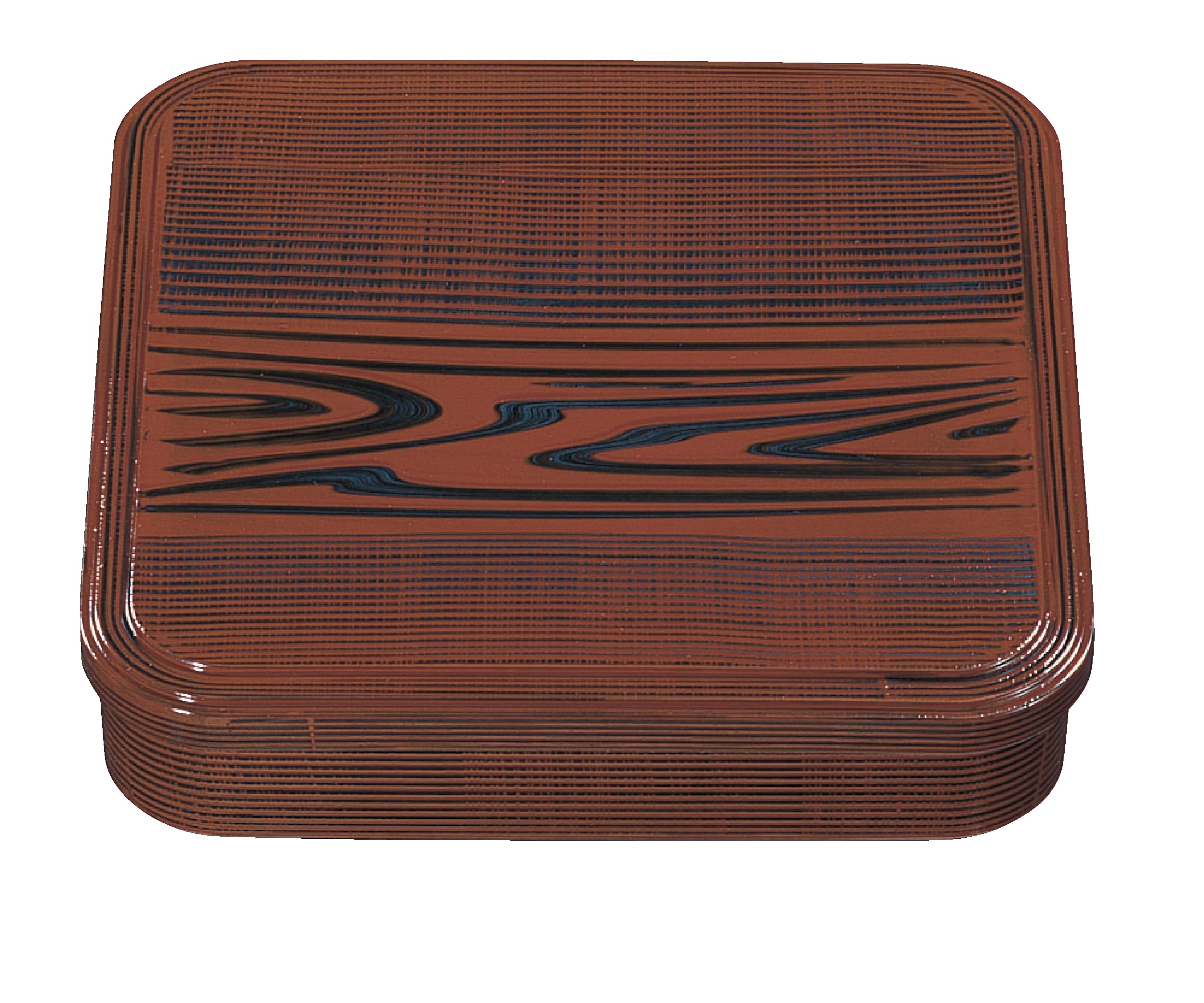 Wakaizumi Lacquerware ATA Square Bento Wood Grain Finish 10-inch Box, (with Divider) 1-393-4