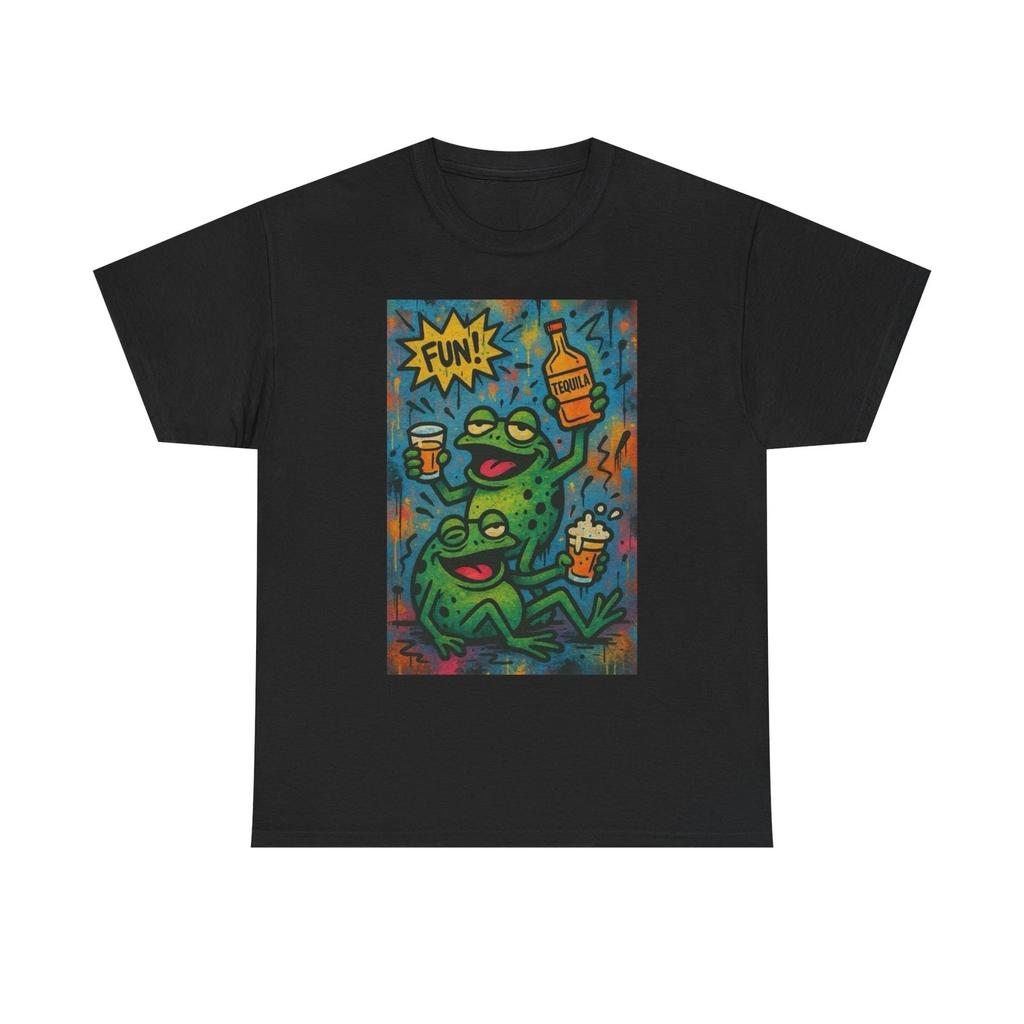 Drunk Frogs Funny Party Graphic T-Shirt Unisex Heavy Cotton Tee NEW