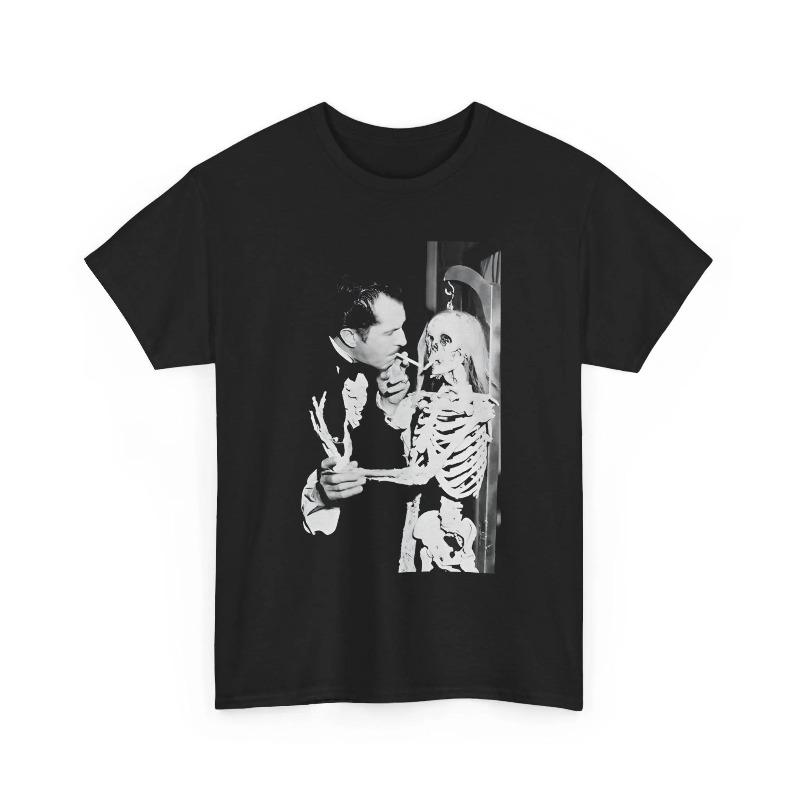 Vincent Price Skeleton Tshirt Gothic Horror Film Tee Summer Unisexs And Unisexs Loose And Breathable Tshirt Top S