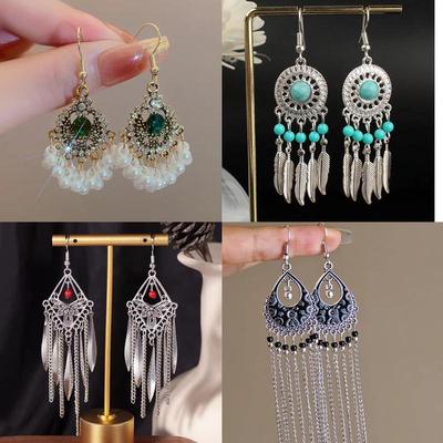 Bohemian Etnické Náušnice s Třásněmi - Elegantní High-End Retro Styl pro Ženy