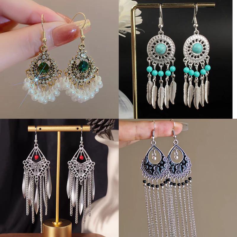 Bohemian Ethnic Tassel Earrings - Elegant High-End Retro Style for Women