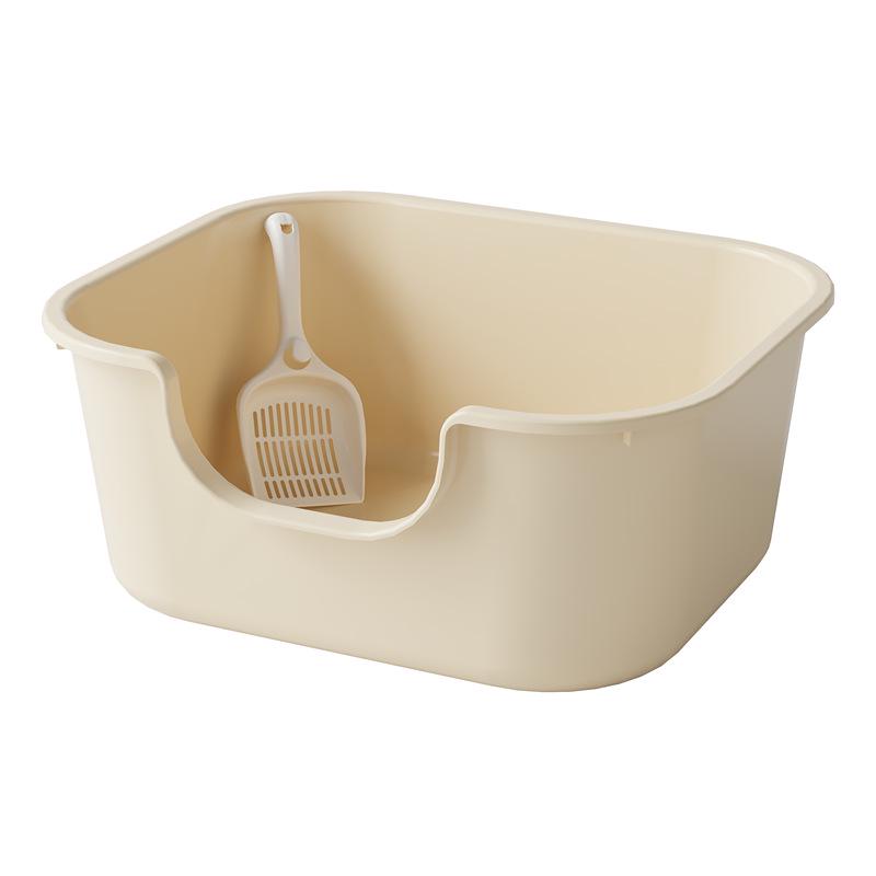 

Extra Large Semi-Enclosed Cat Litter Box - Anti-Carry-Out Design Poop Tray Thick Open Style [suitable for 30 lb cats]